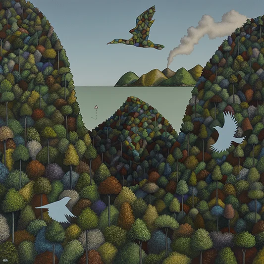 Paradox and the pleasure garden, 2018, acrylic on canvas,
