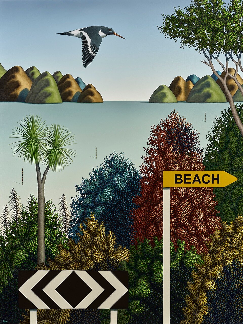Bird brain and the pleasure garden , 2019, acrylic on canvas, 1200 x 900mm.