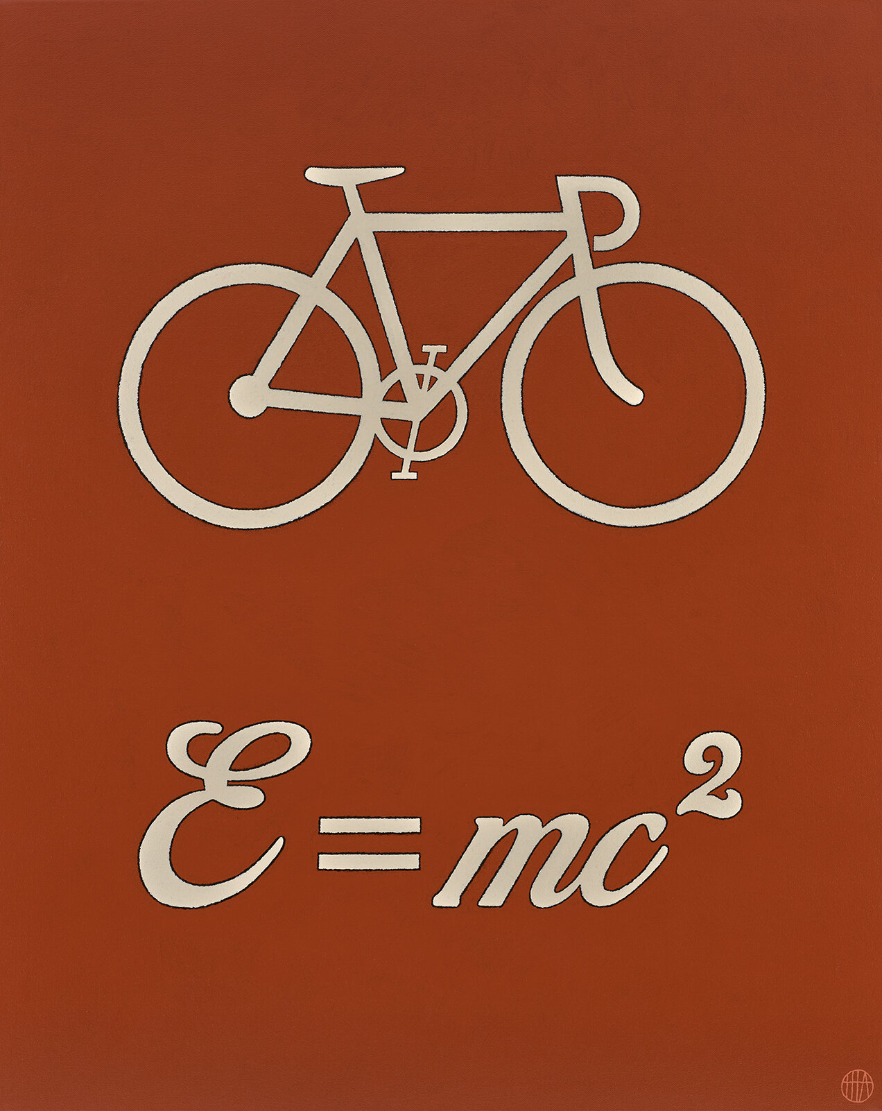 Einstein’s Bicycle , 2020, acrylic on canvas, 600 x 750mm (float framed in charcoal stained birch ply 660 x 810mm).