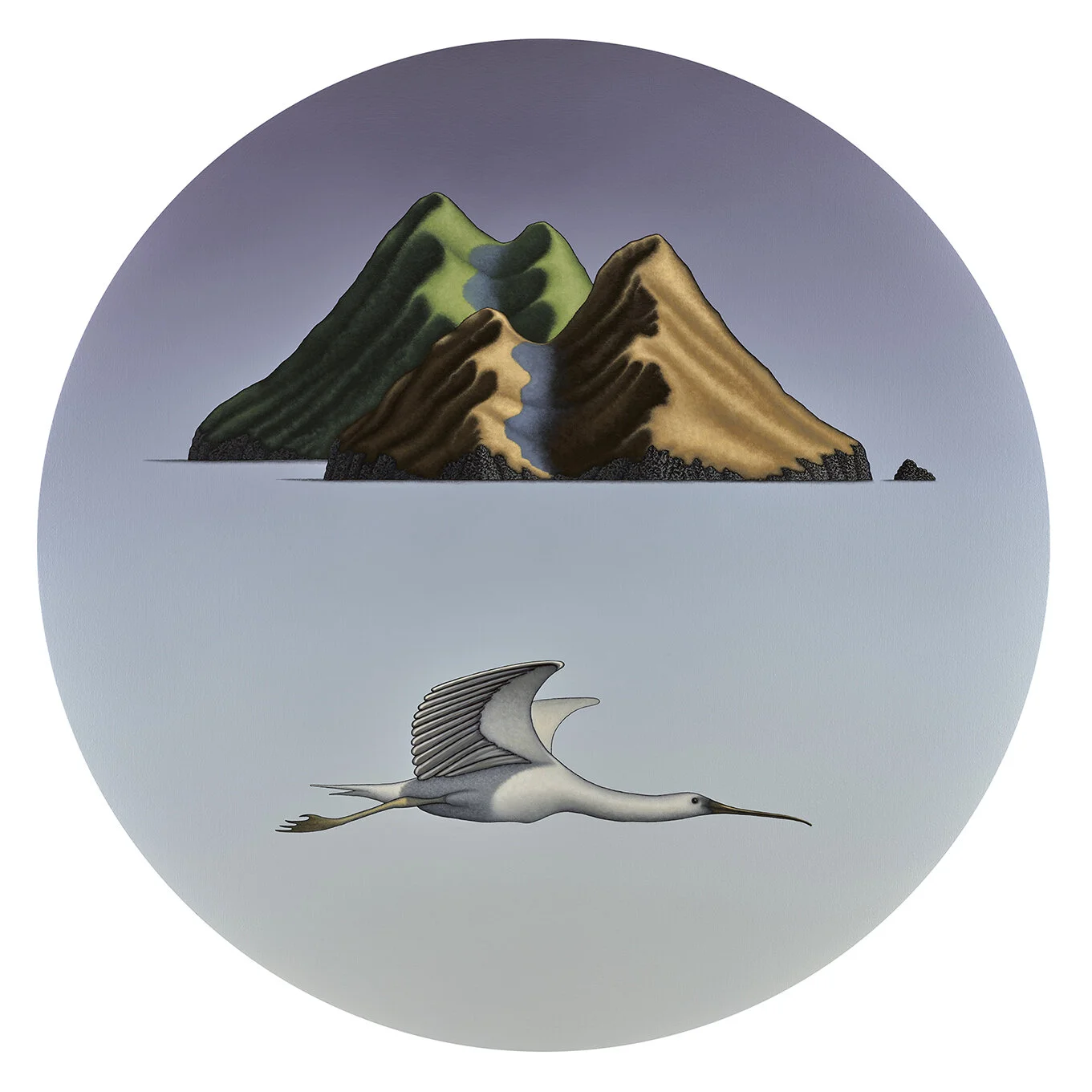    Shape Shift   ,  edition 11 of 15. Archival inks on Hahnemuhle, German etch, 310gsm paper.  Framed in a simple, dark wooden frame. Print size 700mm diameter. Overall framed size 900 x 1000mm.  The print is titled, with edition number and initialed