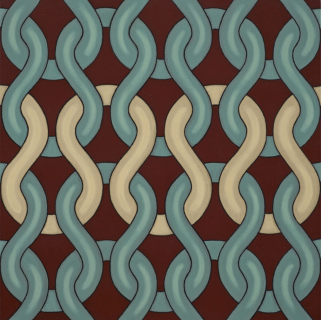 A Stitch in Time , 2014, acrylic on canvas, 500 x 500mm.