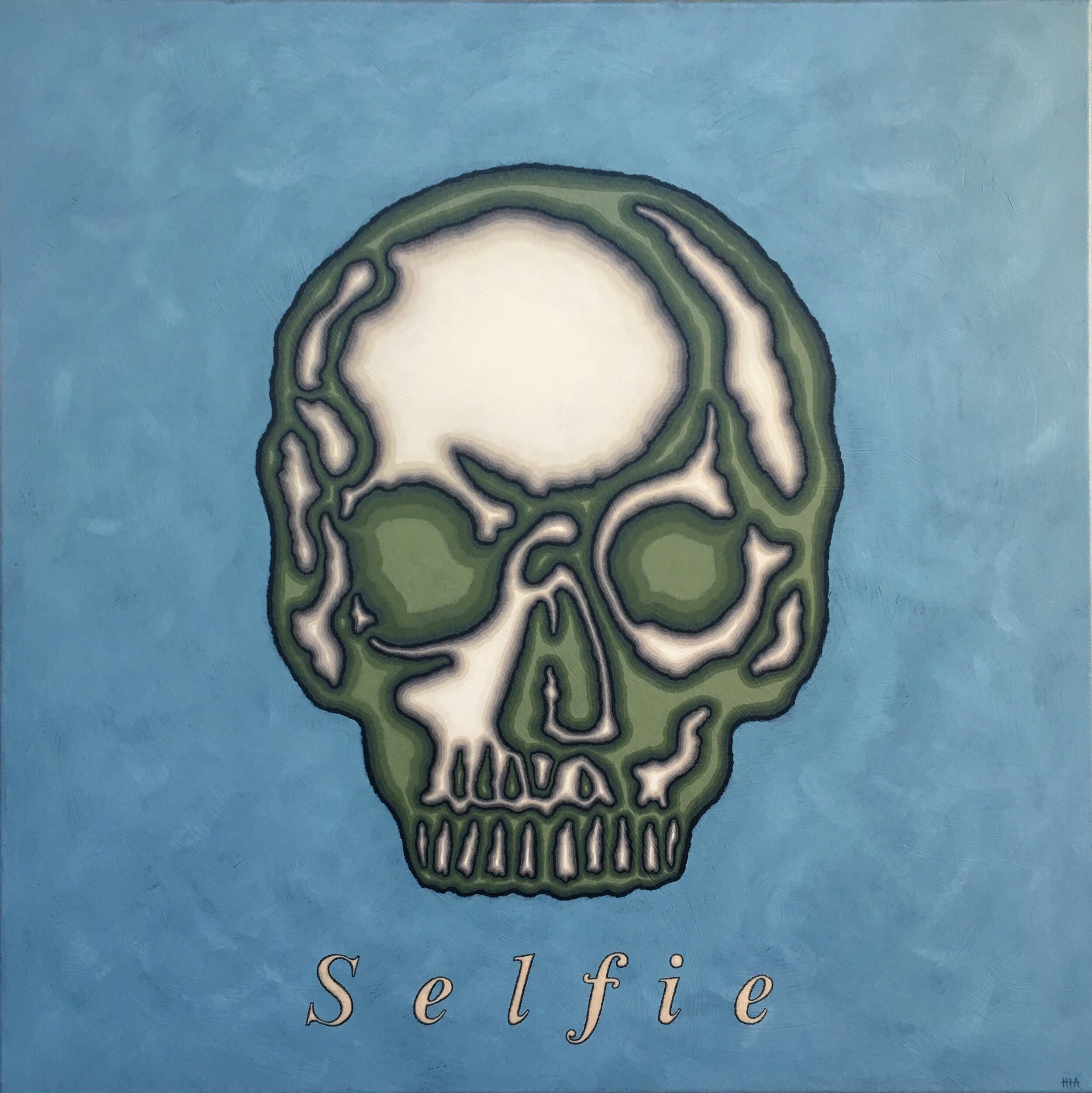 Selfie II, 2014, acrlic on canvas, 760 x 760mm.