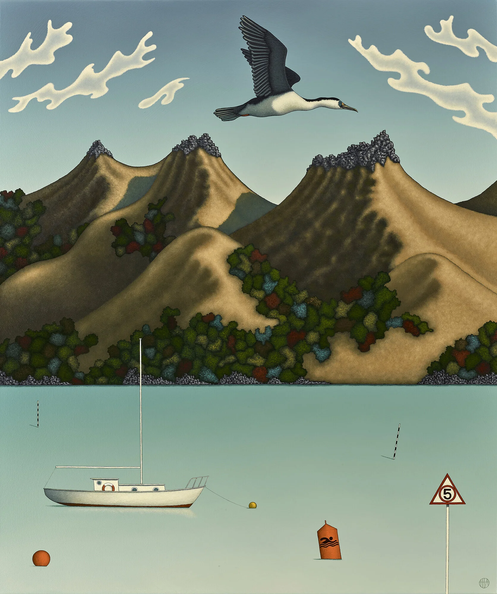   Whakraupō , 2021,acrylic on canvas, 750 x 900mm. Private collection. 