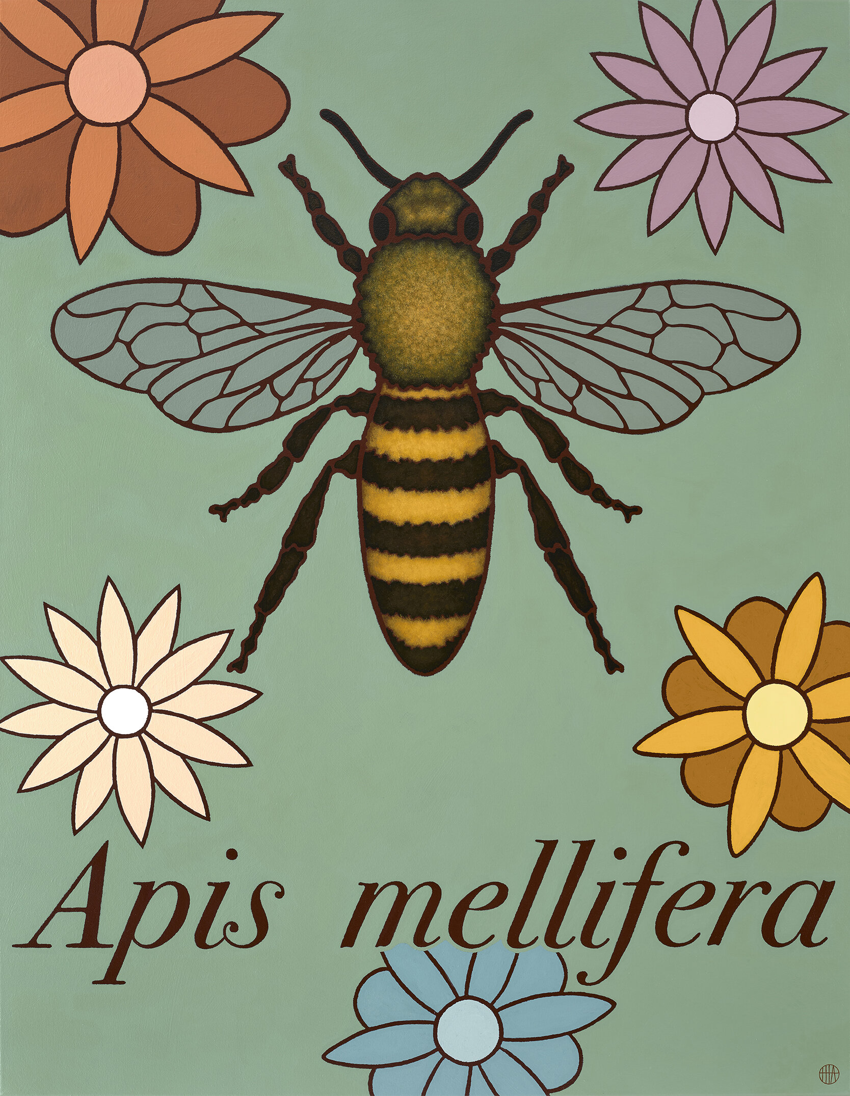 Apis mellifera , 2021, acrylic on canvas, 700 x 900mm.