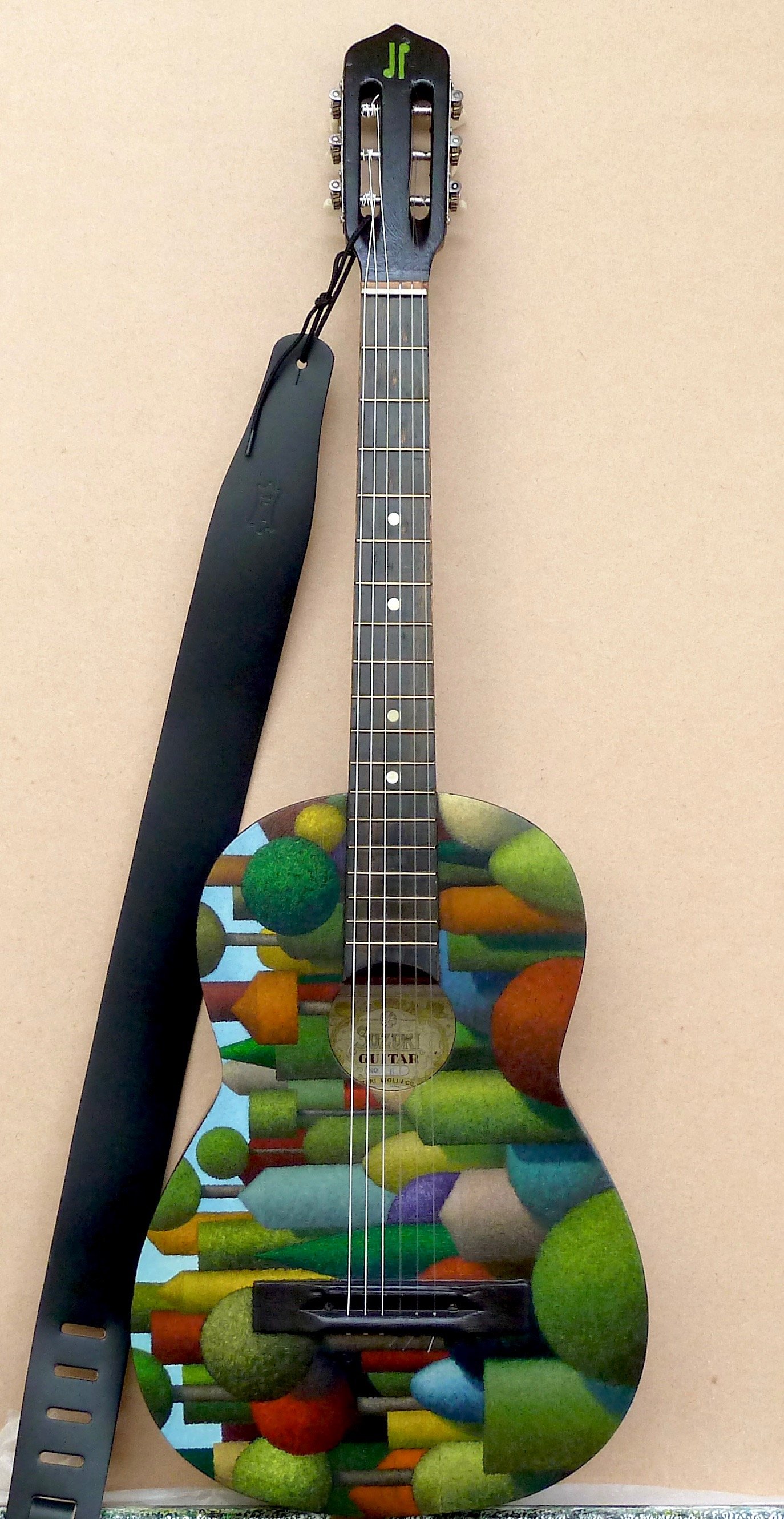 Painted Guitar , acrylic on found guitar, 2016.
