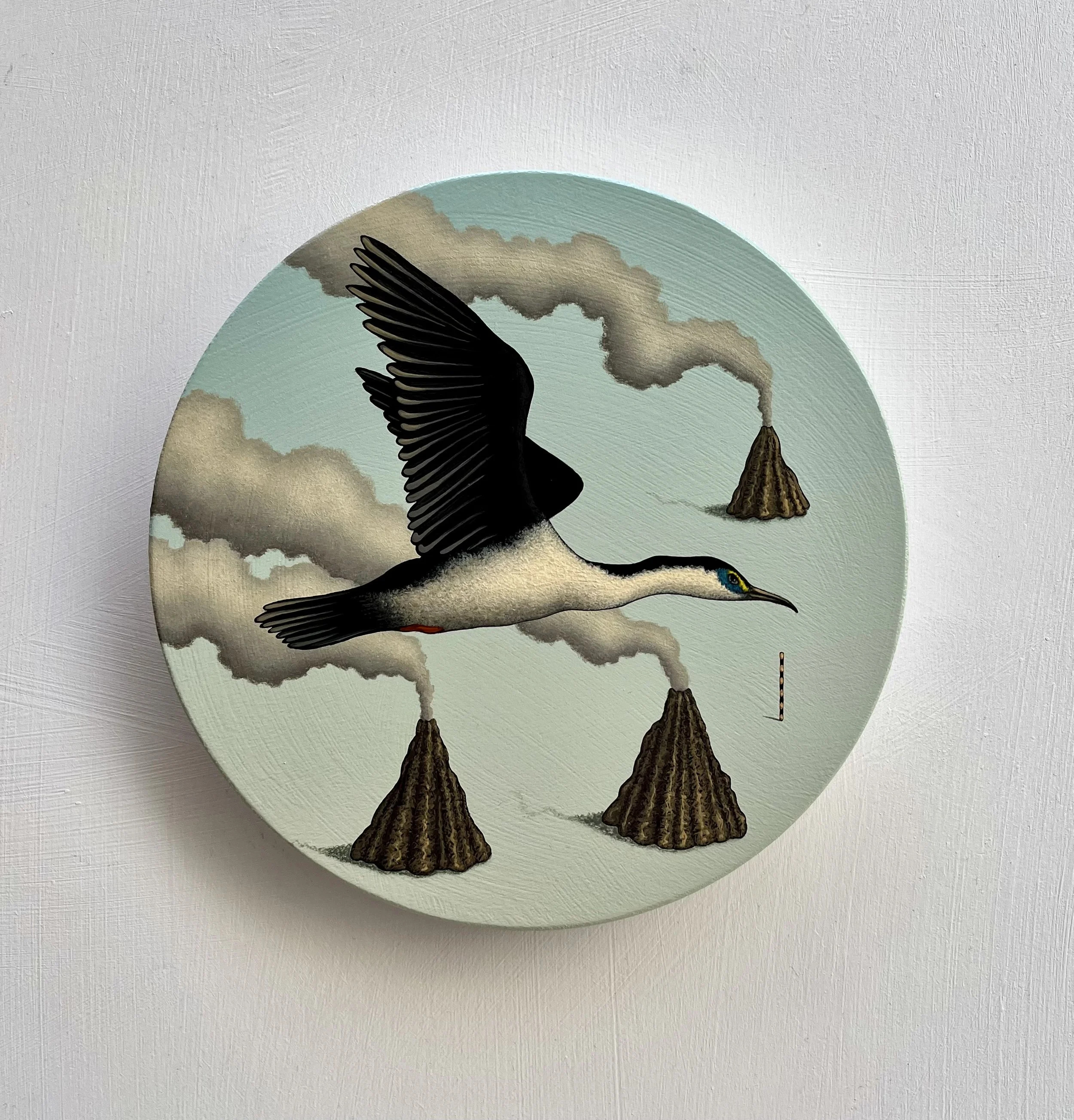    Headwind - Kāruhiruhi  , 2024, acrylic on gessoed raised board, 200mm. 