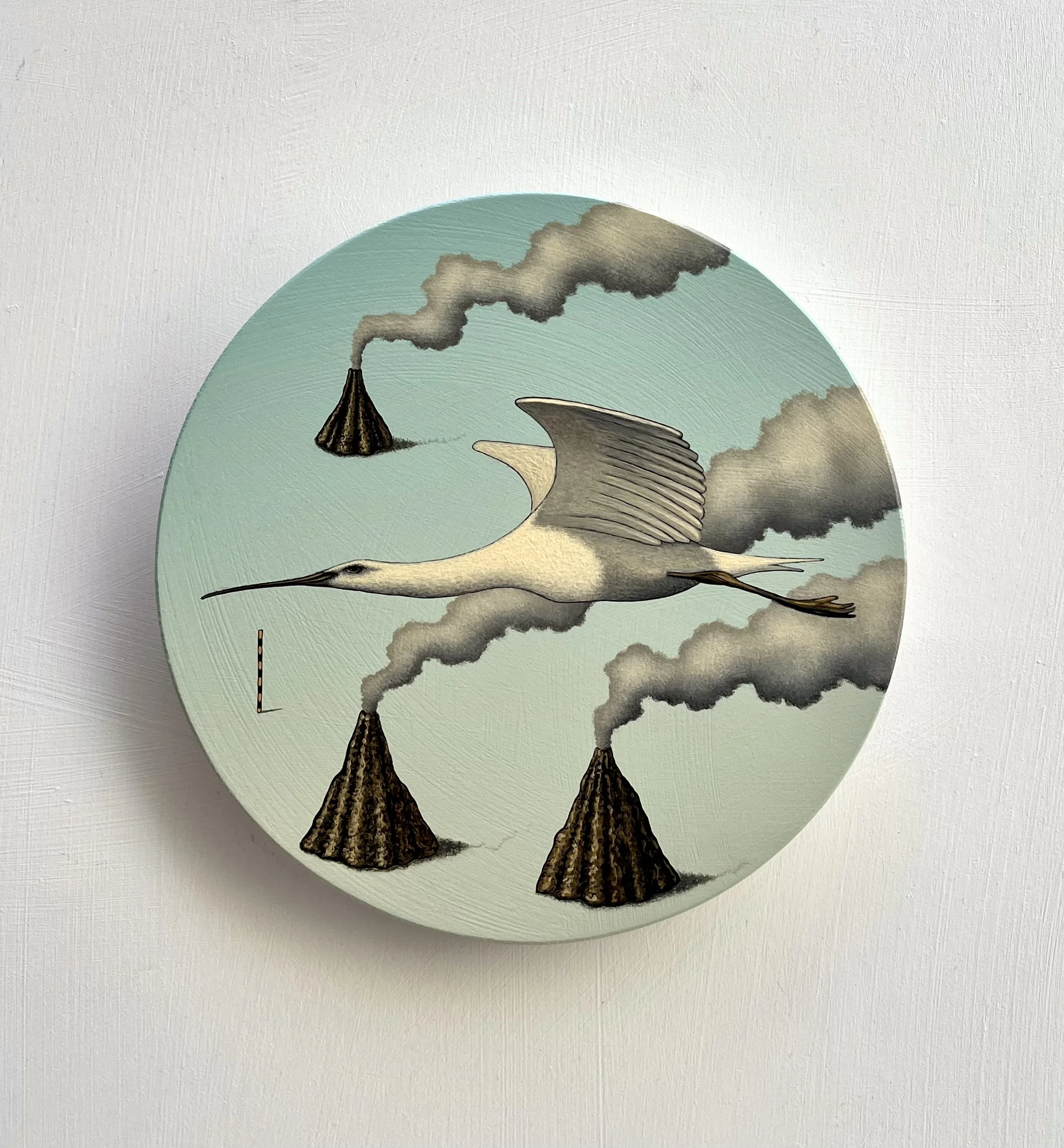    Headwind #1 - Kōtuku  , 20204, acrylic on gessoed raised board, 200mm. 