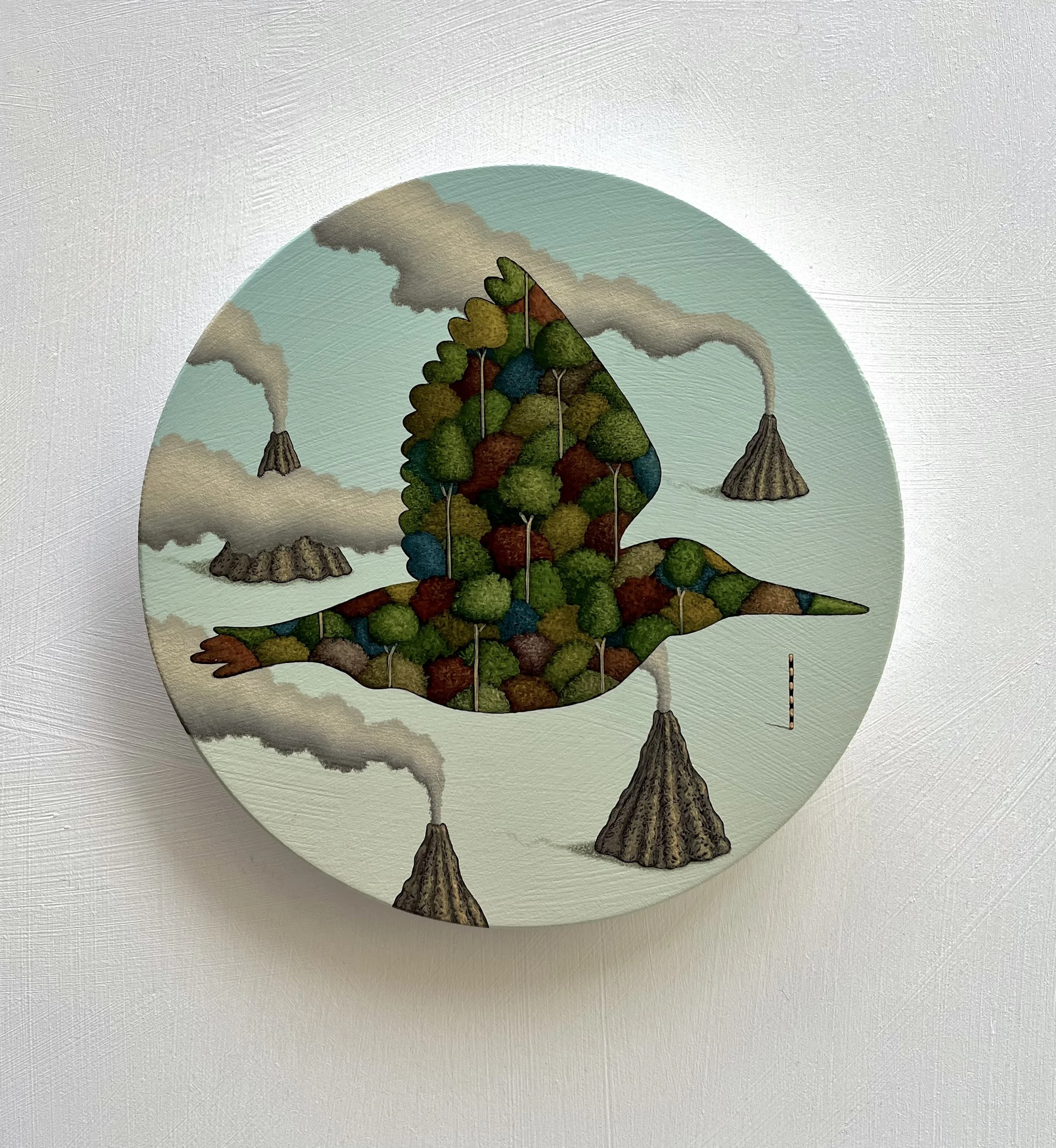    Headwind #6 - Bushbird  , 2024, acrylic on gessoed raised board, 200mm. 