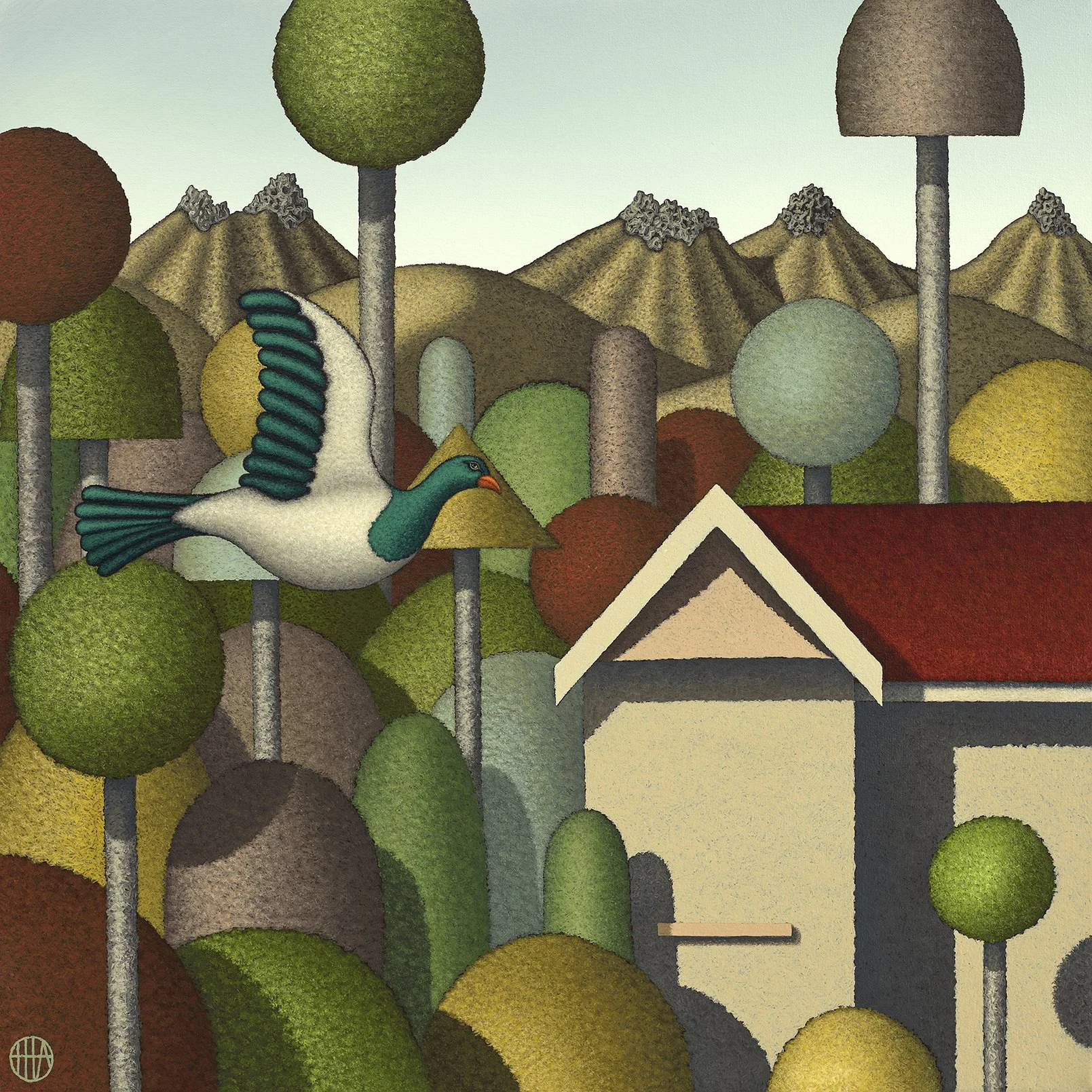    Ladder to Haven  , 2025, acrylic on canvas, 400 × 400mm. 