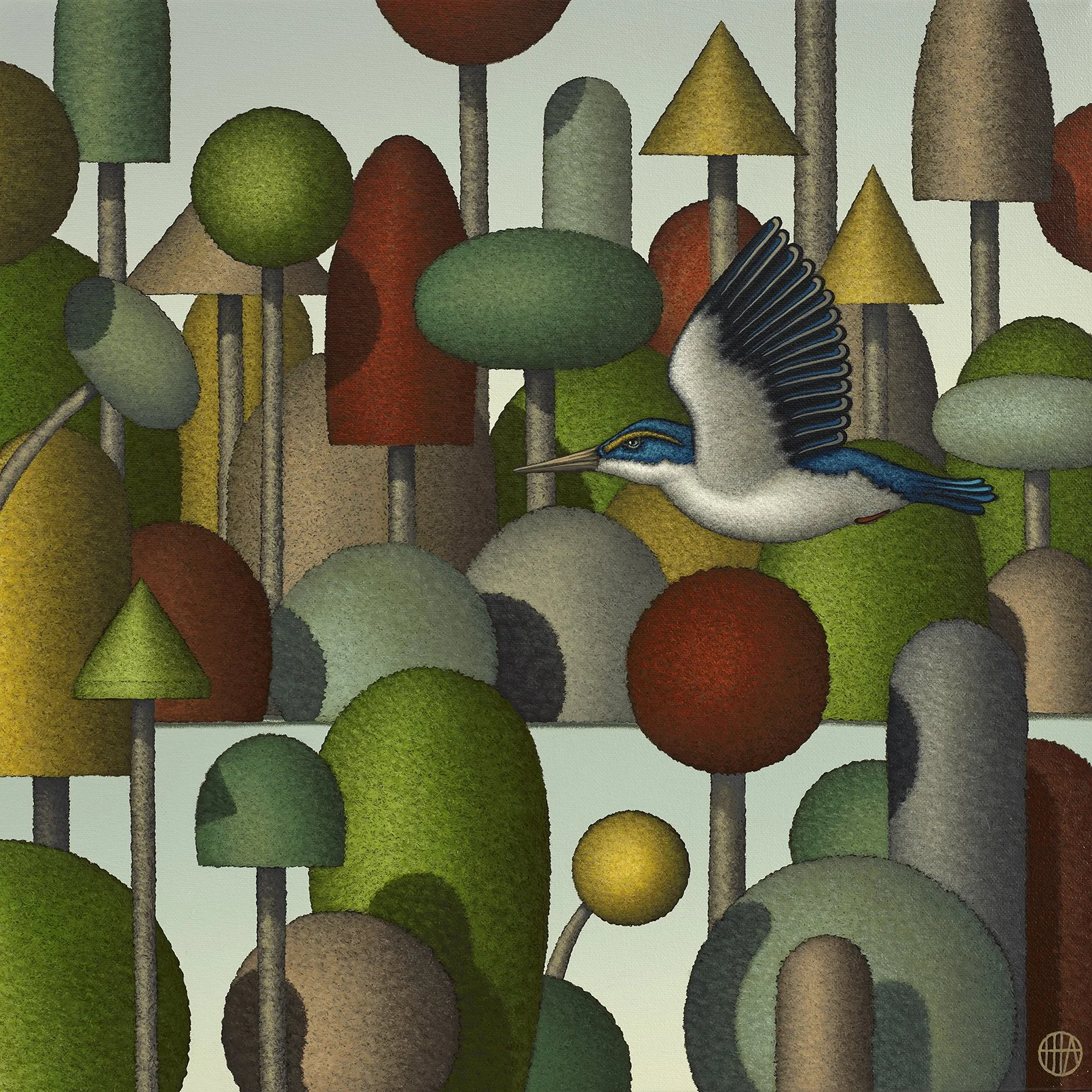    River King  , 2025, acrylic on canvas, 400 × 400mm. 