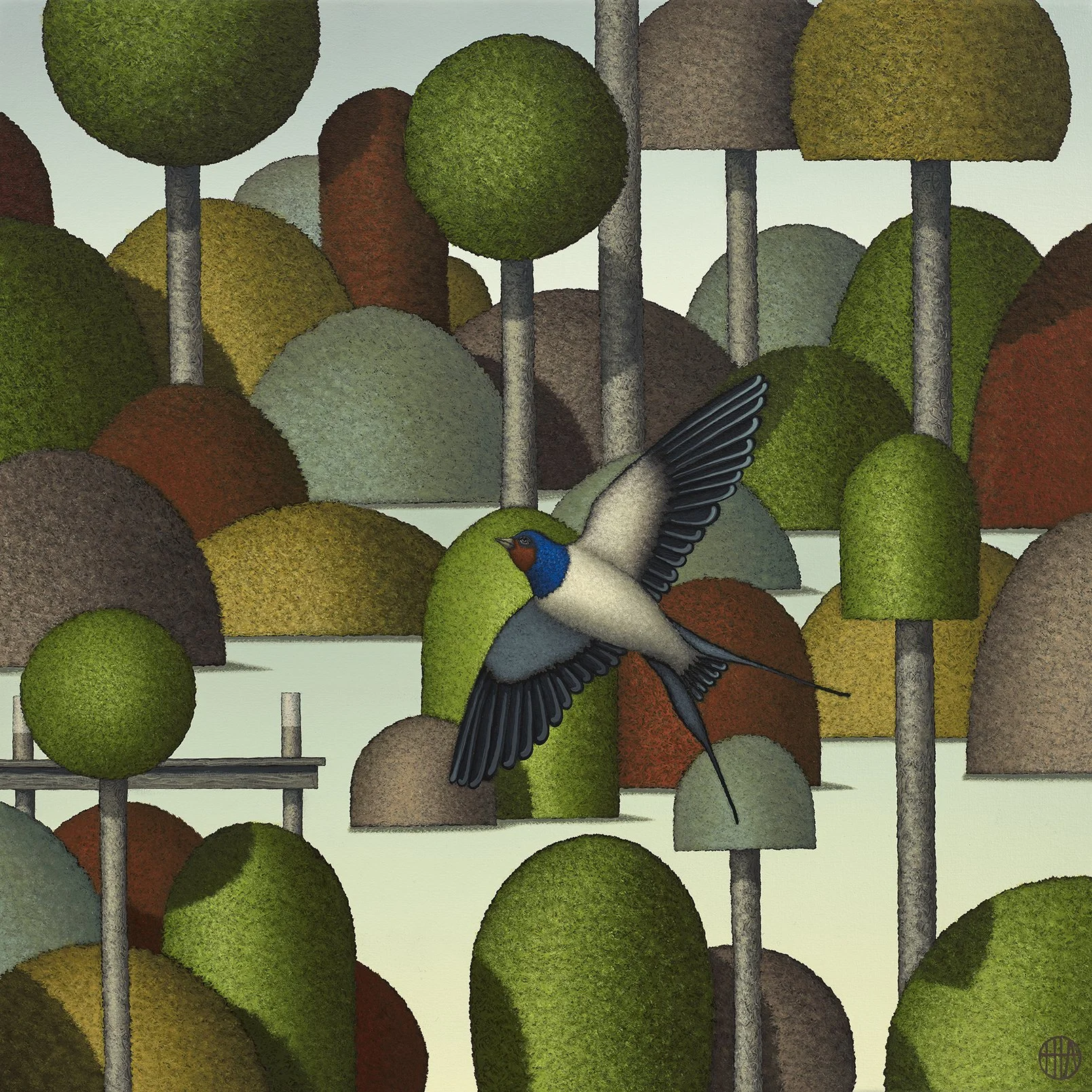    Songs from Suburbia - Alone at the Ponds  , 2025, acrylic on canvas, 400 × 400mm. 