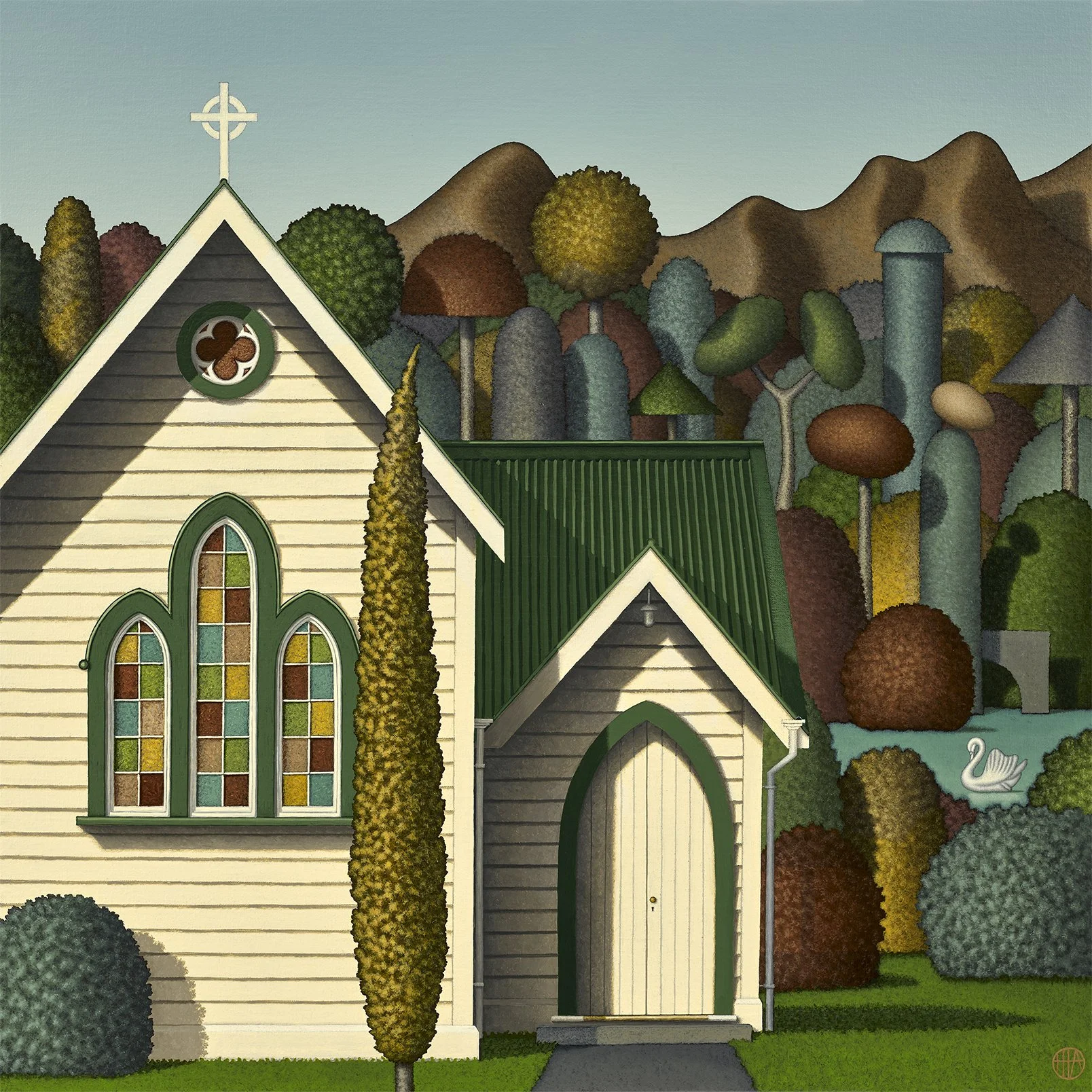  St John and the Swan, 2026, acrylic on linen, 600 × 600mm 