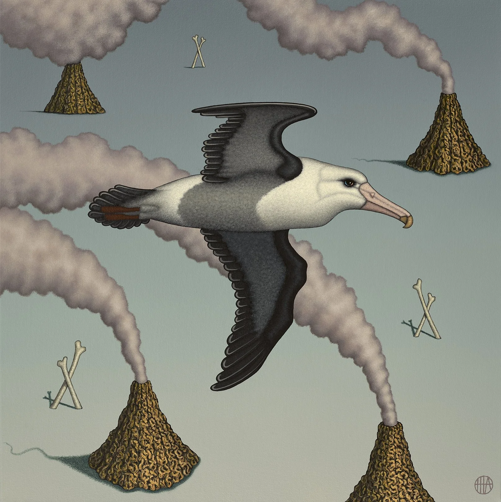    Headwind XIII, King Cool and the Bone Garden,   2025, acrylic on canvas, 500 × 500mm. 