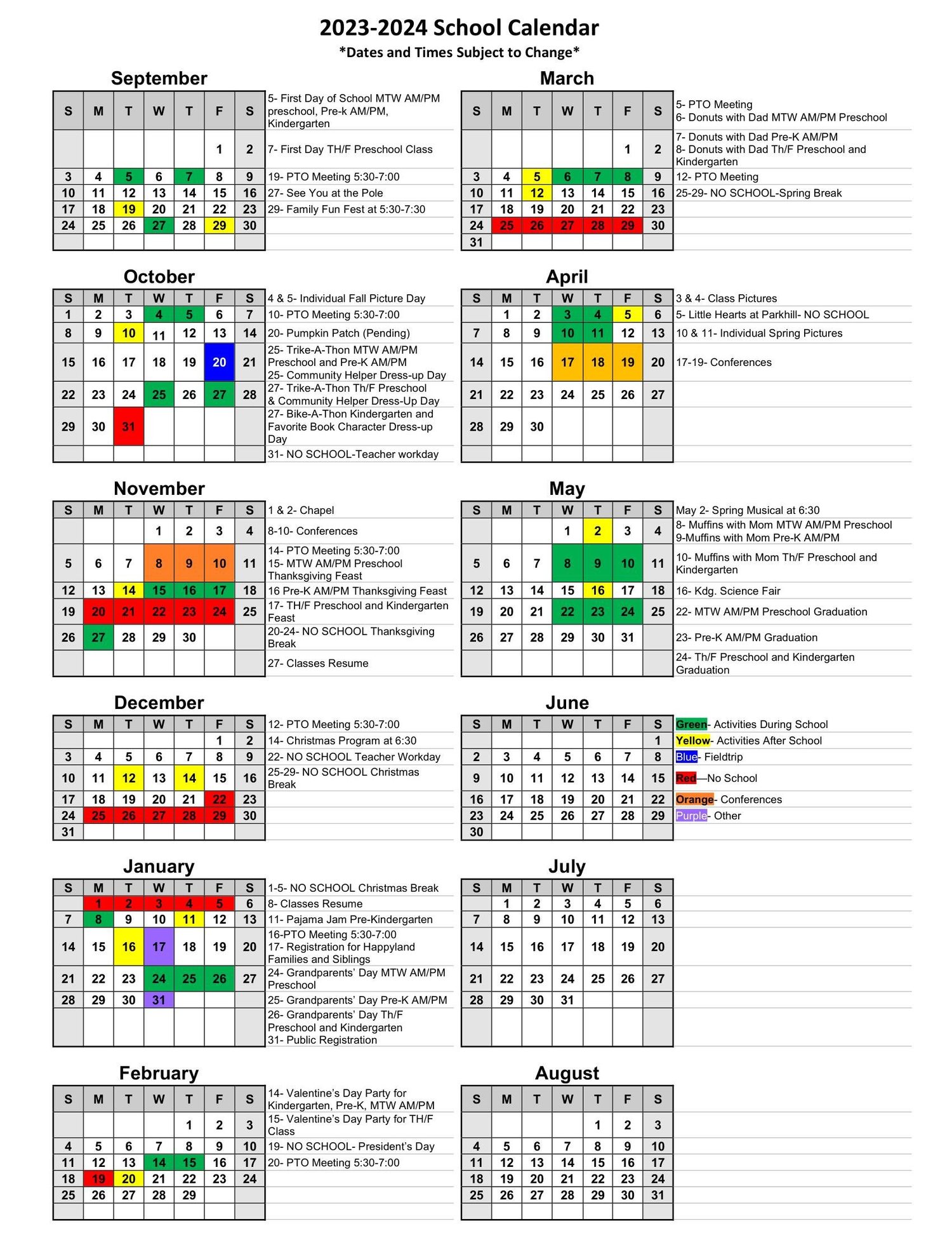 Calendar Happyland Preschool Kindergarten Calendar Happyland Preschool Kindergarten