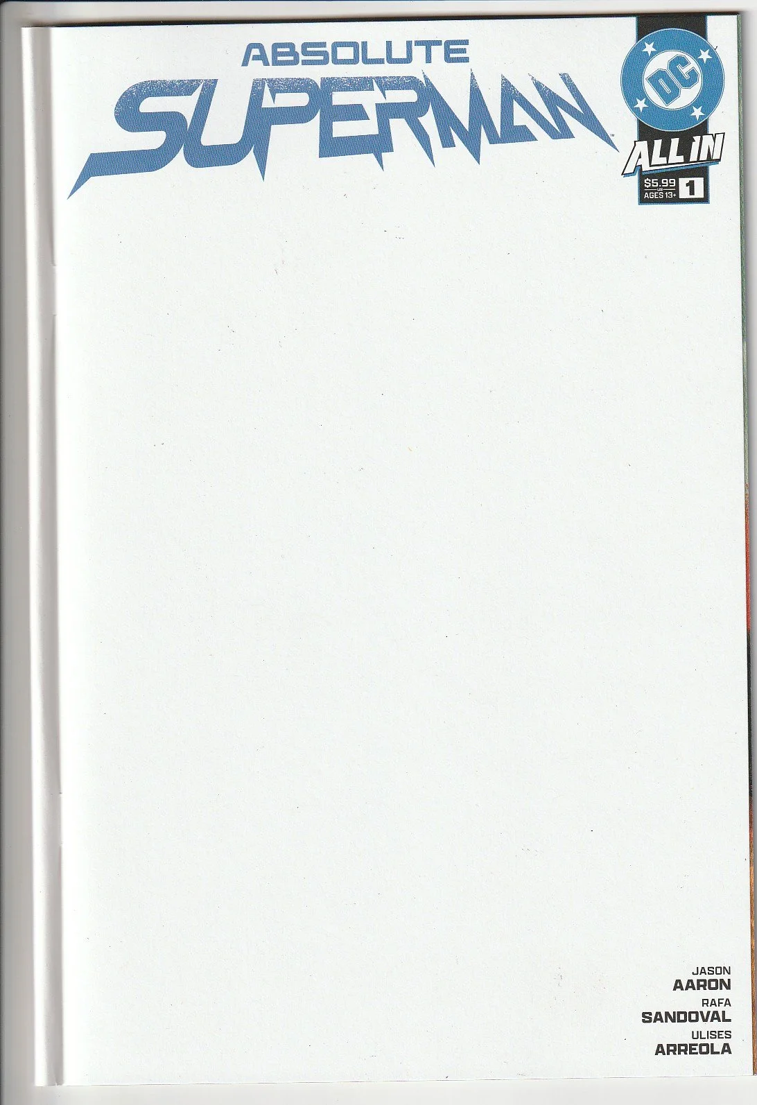 Absolute Superman #1 Blank Cover Variant
