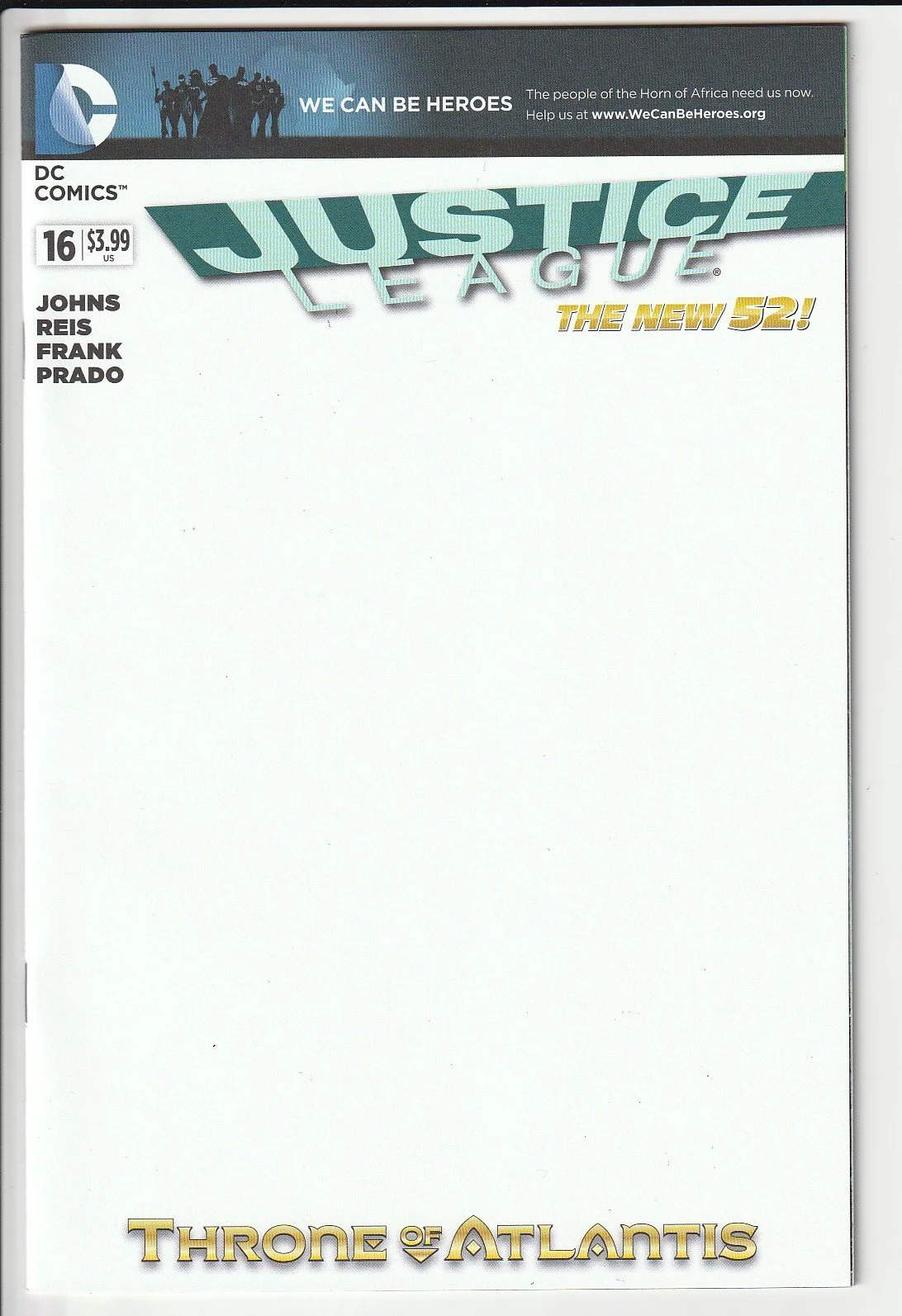 Justice League Series 1 #16 Blank Cover Variant