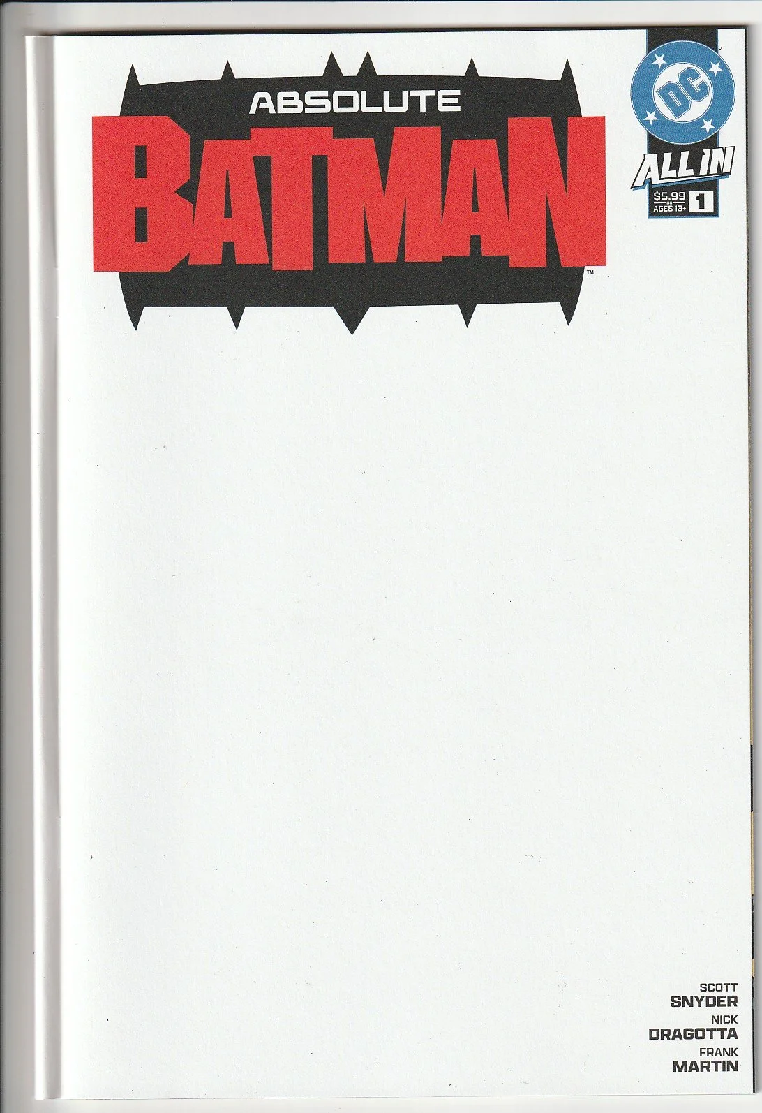 Absolute Batman #1 Blank Cover Variant