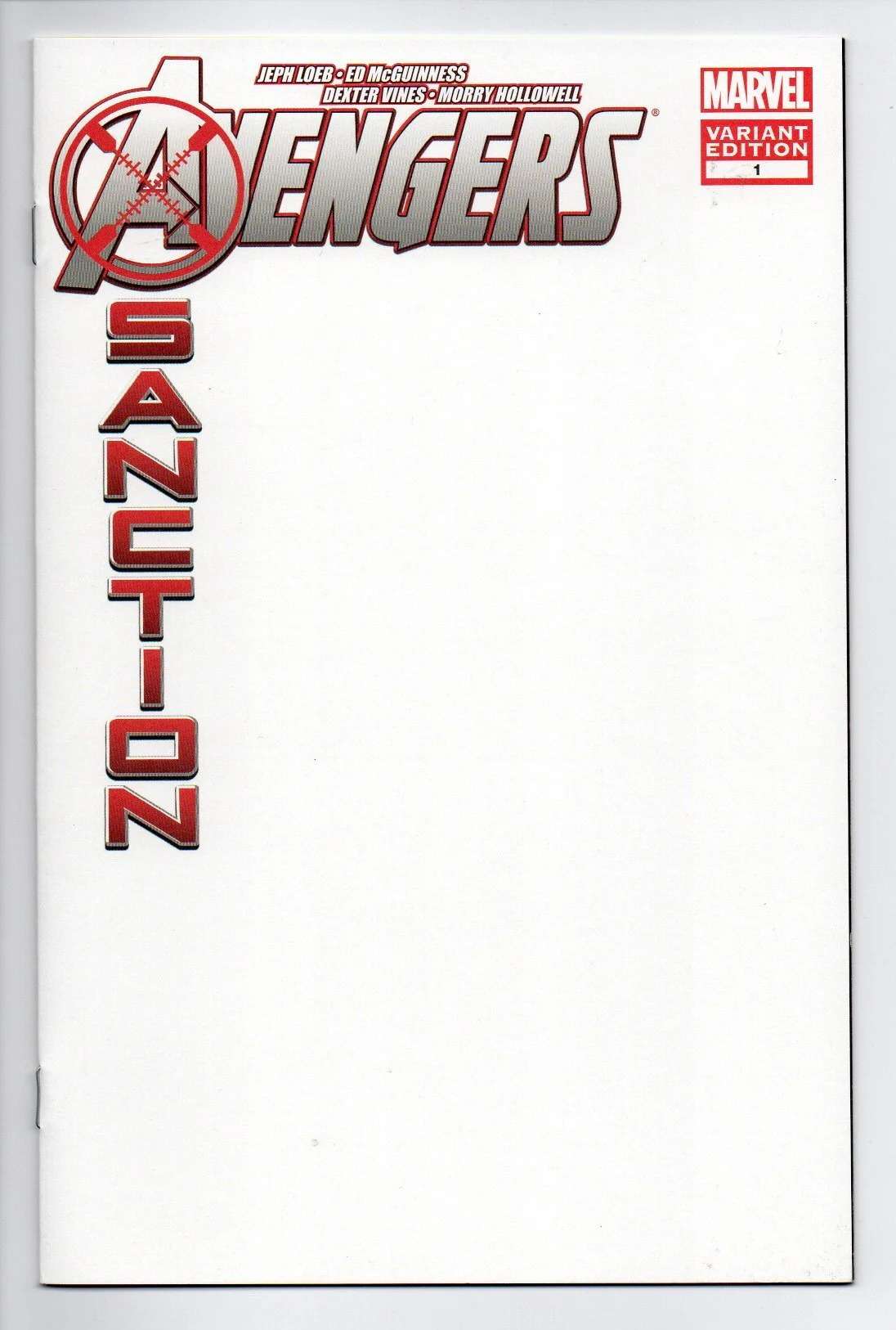 Avengers X-Sanction #1 Blank Variant Cover