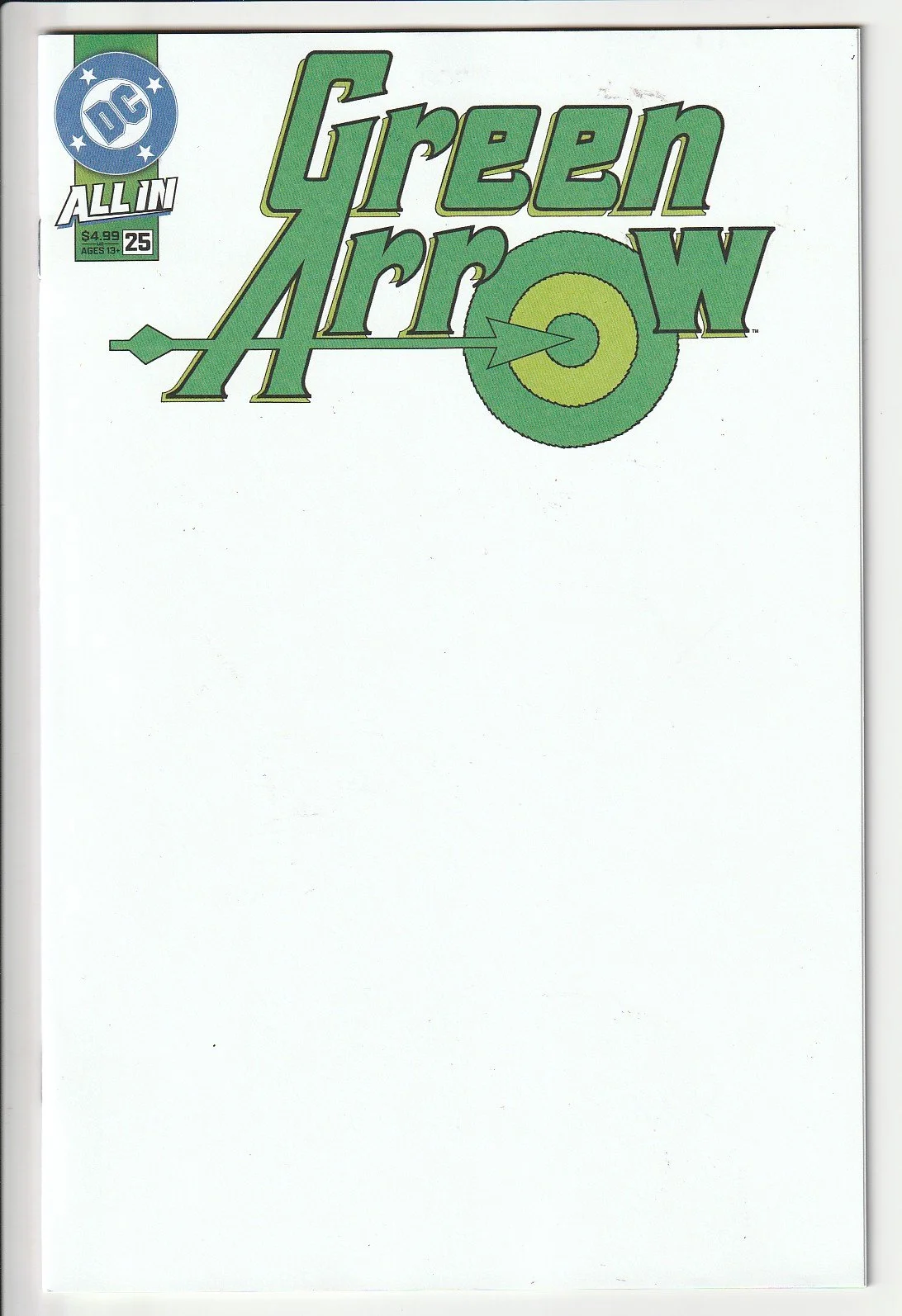 Green Arrow Series 6 #25 Blank Cover Variant