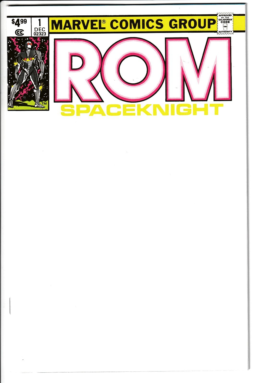 Rom Spaceknight #1 Facsimilie Blank Cover Variant