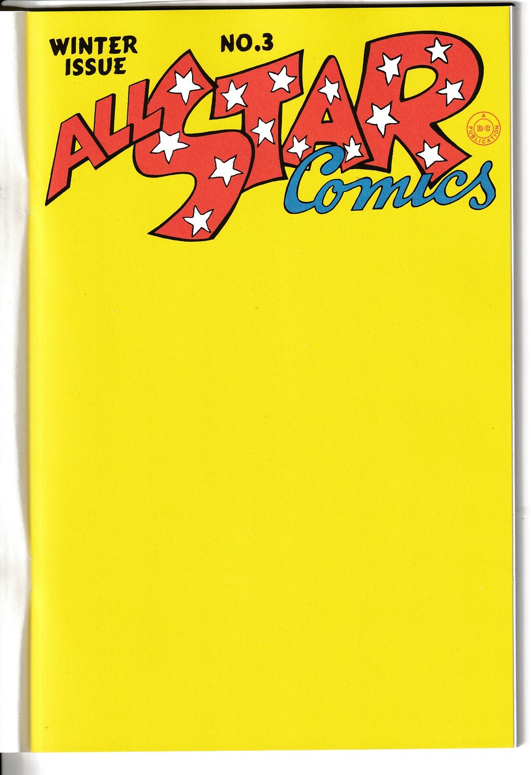 All Star Comics #3 Facsimilie Blank Cover Variant