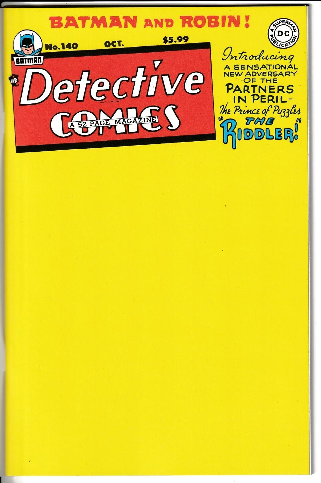 Detective Comics #140 Blank Cover Variant