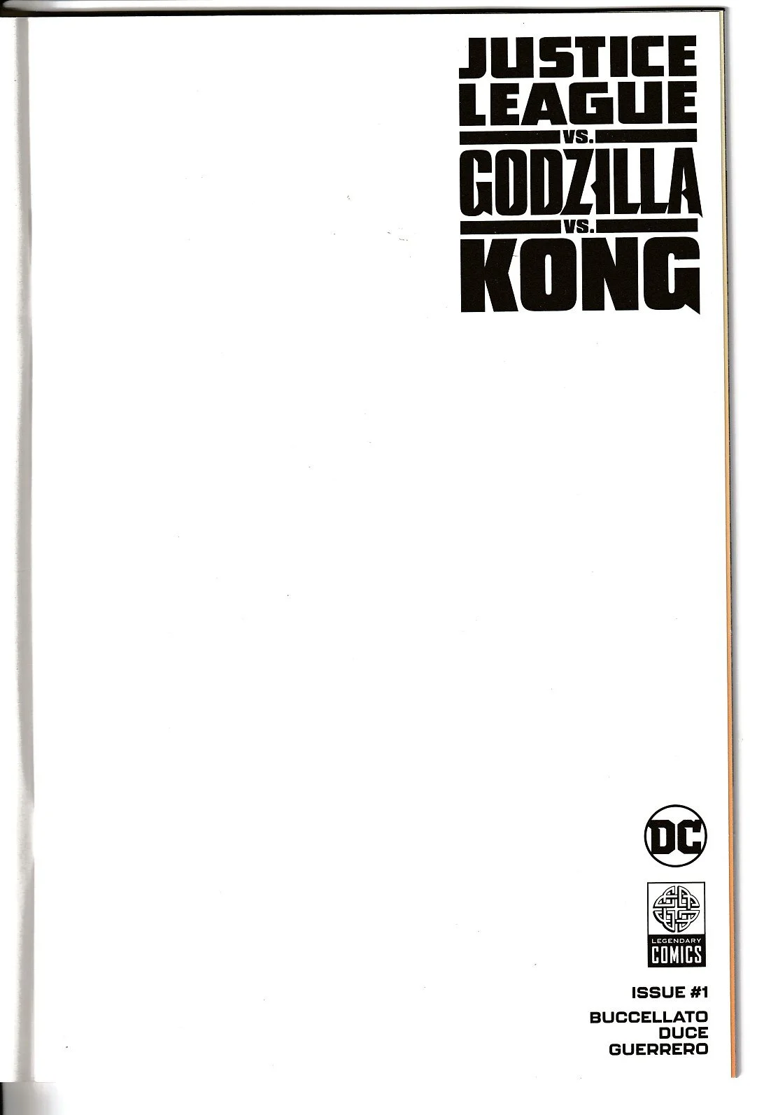Justice League vs Godzilla vs Kong Blank Cover Variant