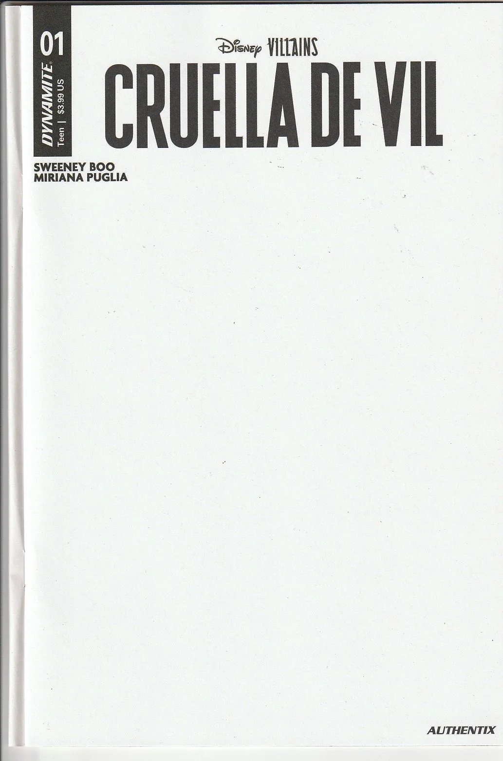 Disney Villains Cruella De Vil #1 Blank Cover Variant