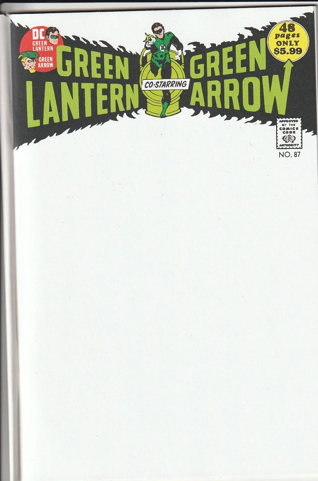 Green Lantern #87 Facsimilie Blank Cover Variant