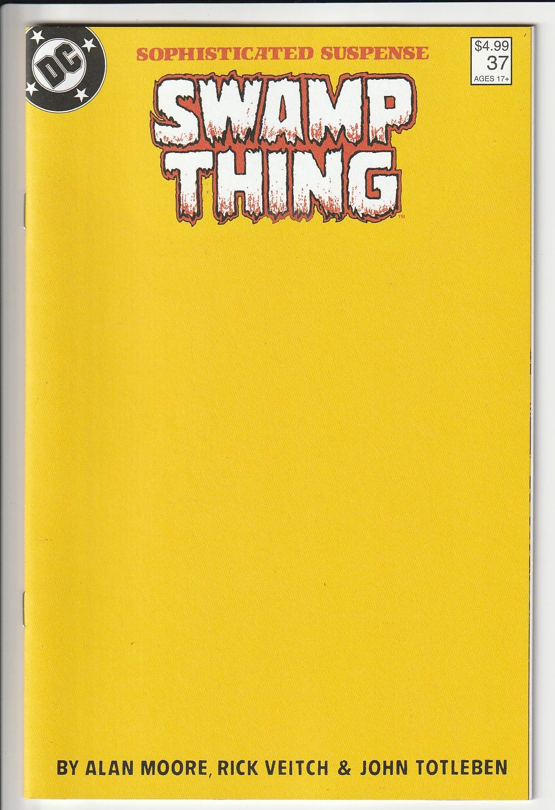 Swamp Thing #37 Facsimilie Blank Cover Variant