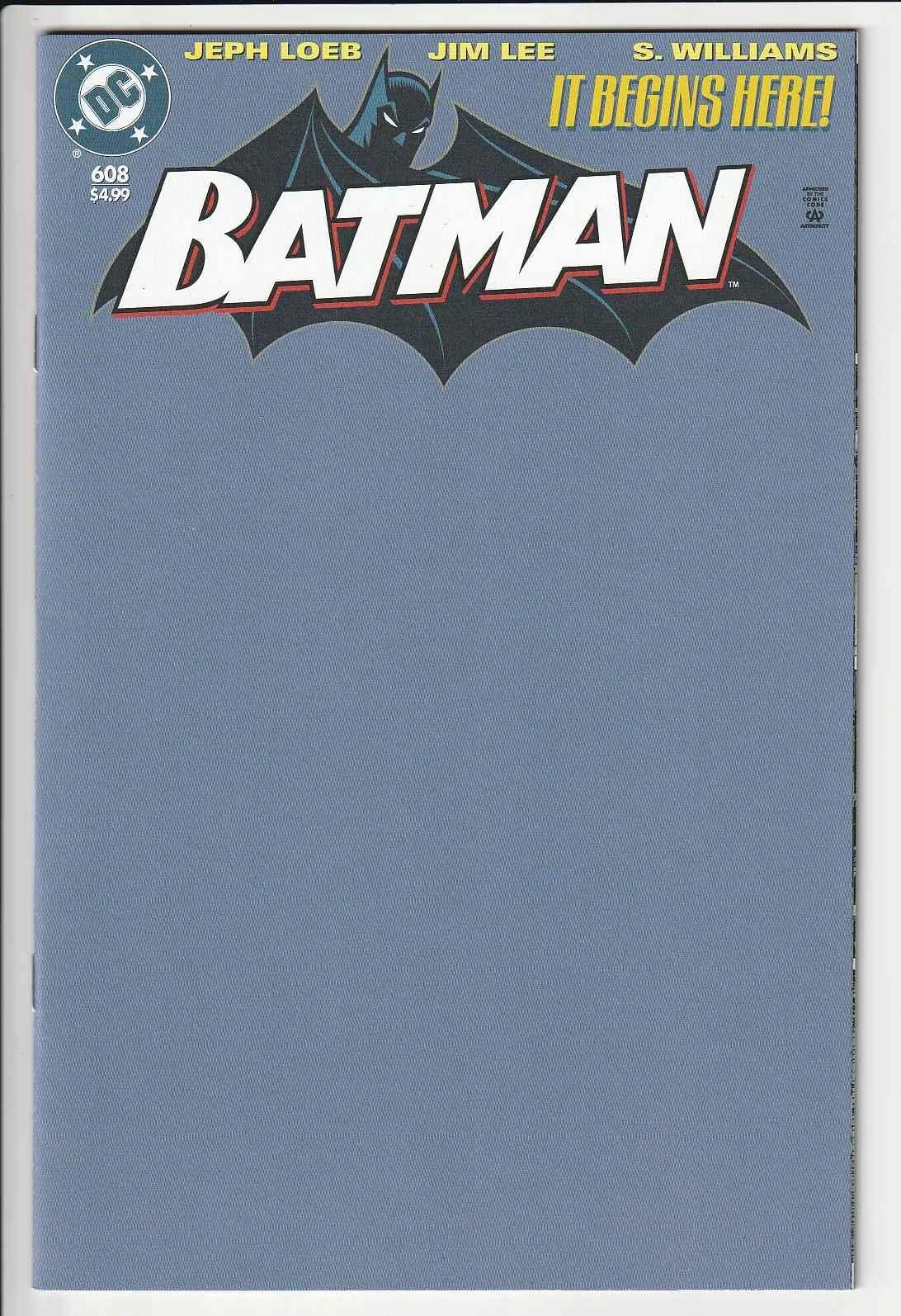 Batman #608 Facsimilie Blank Variant Cover