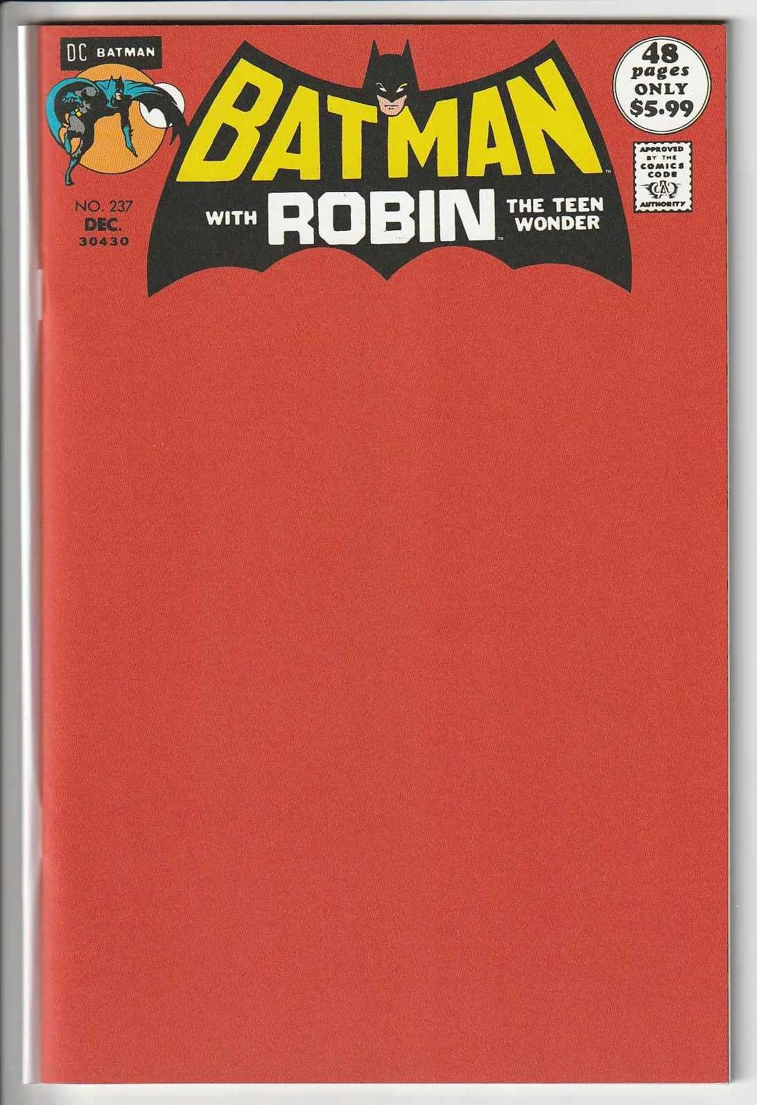 Batman #237 Facsimilie Blank Variant Cover