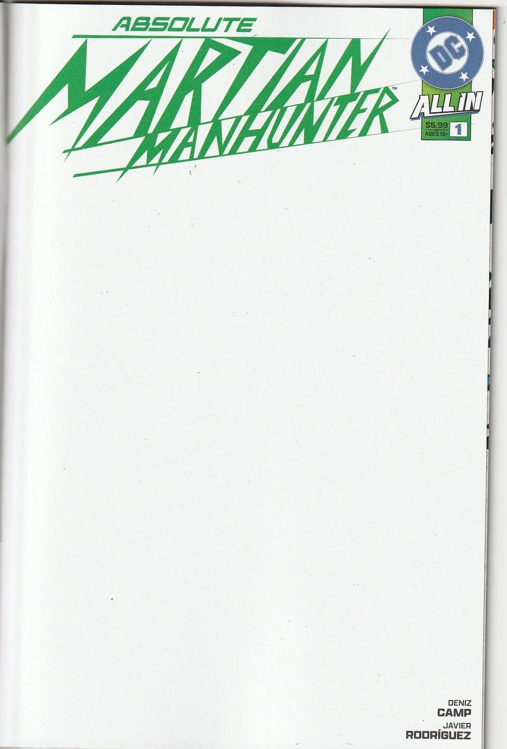 Absolute Martian Manhunter #1 Blank Cover Variant