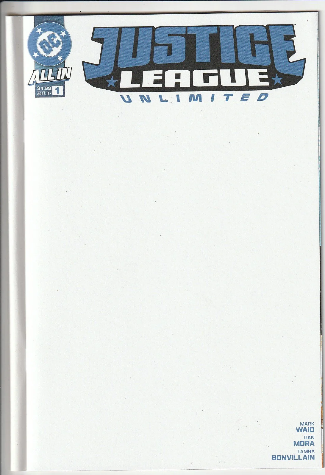 Justice League Unlimited #1 Blank Cover Variant