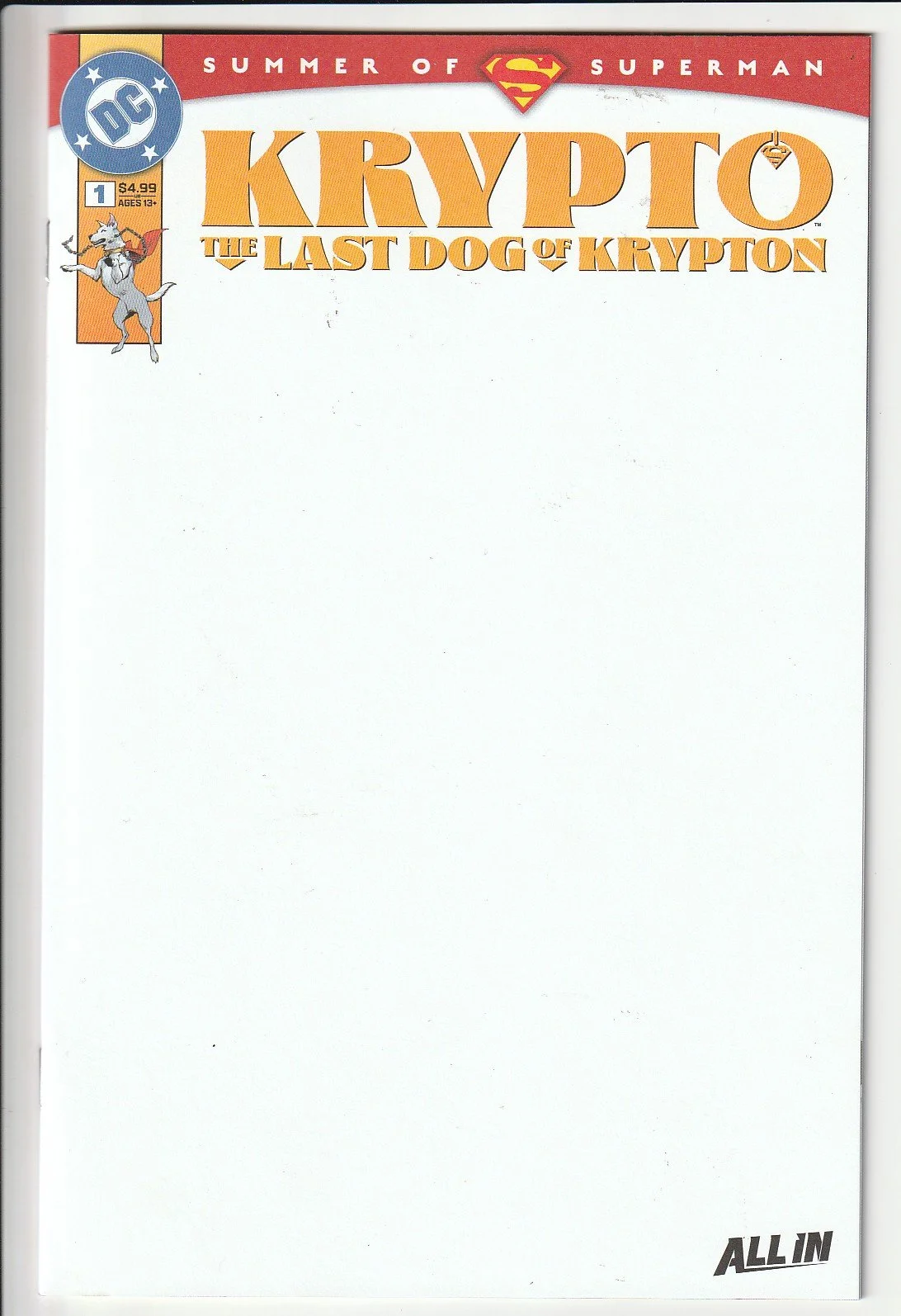 Krypto #1 Blank Cover Variant