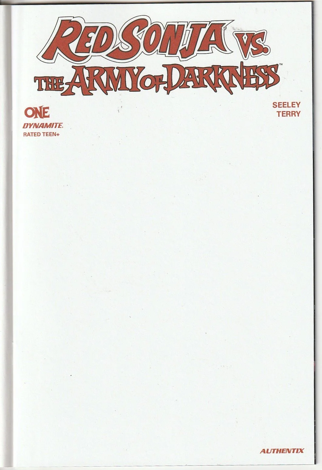 Red Sonja Vs Army Of Darkness #1 Blank Cover Variant