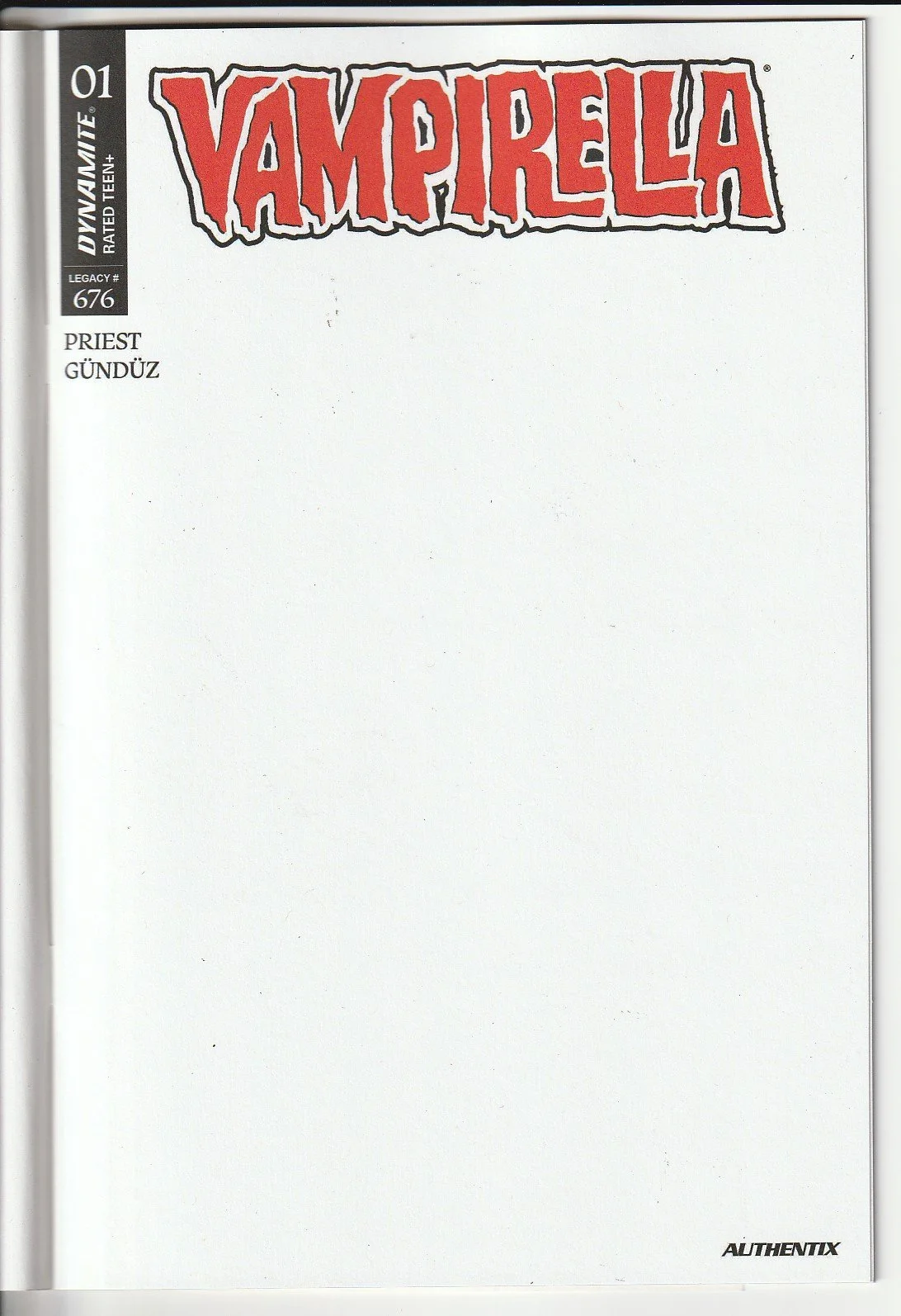 Vampirella #1 (676) Blank Cover Variant