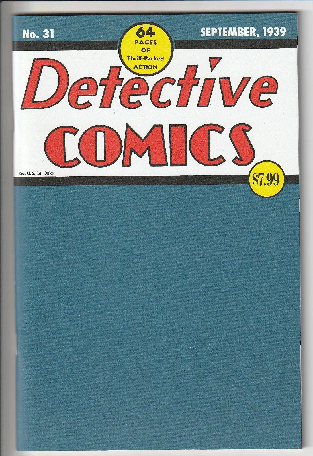 Detective Comics #31 Facsimilie Blank Cover Variant
