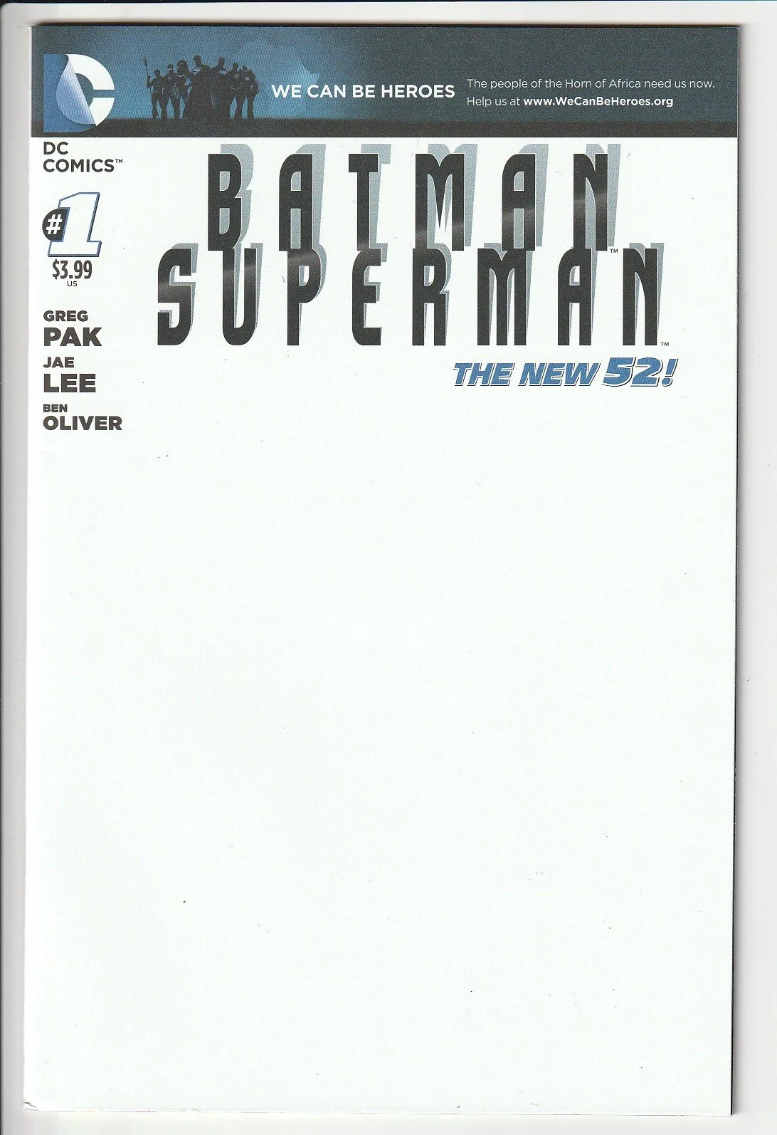 Batman Superman #1 Blank Variant Cover