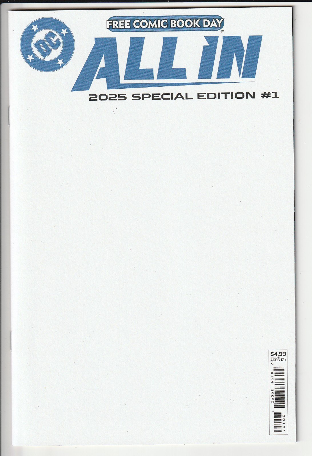 DC All In 2025 FCBD Special Edition Blank Cover Variant