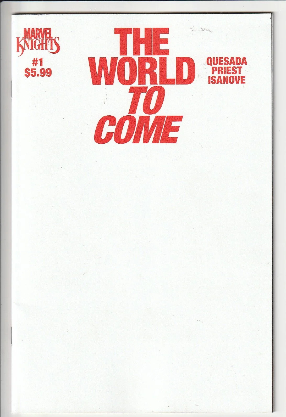 The World To Come #1 Blank Cover Variant