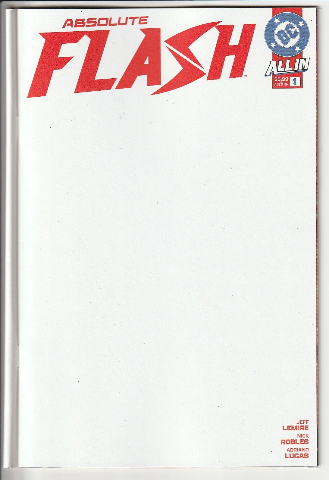 Absolute Flash #1 Blank Cover Variant