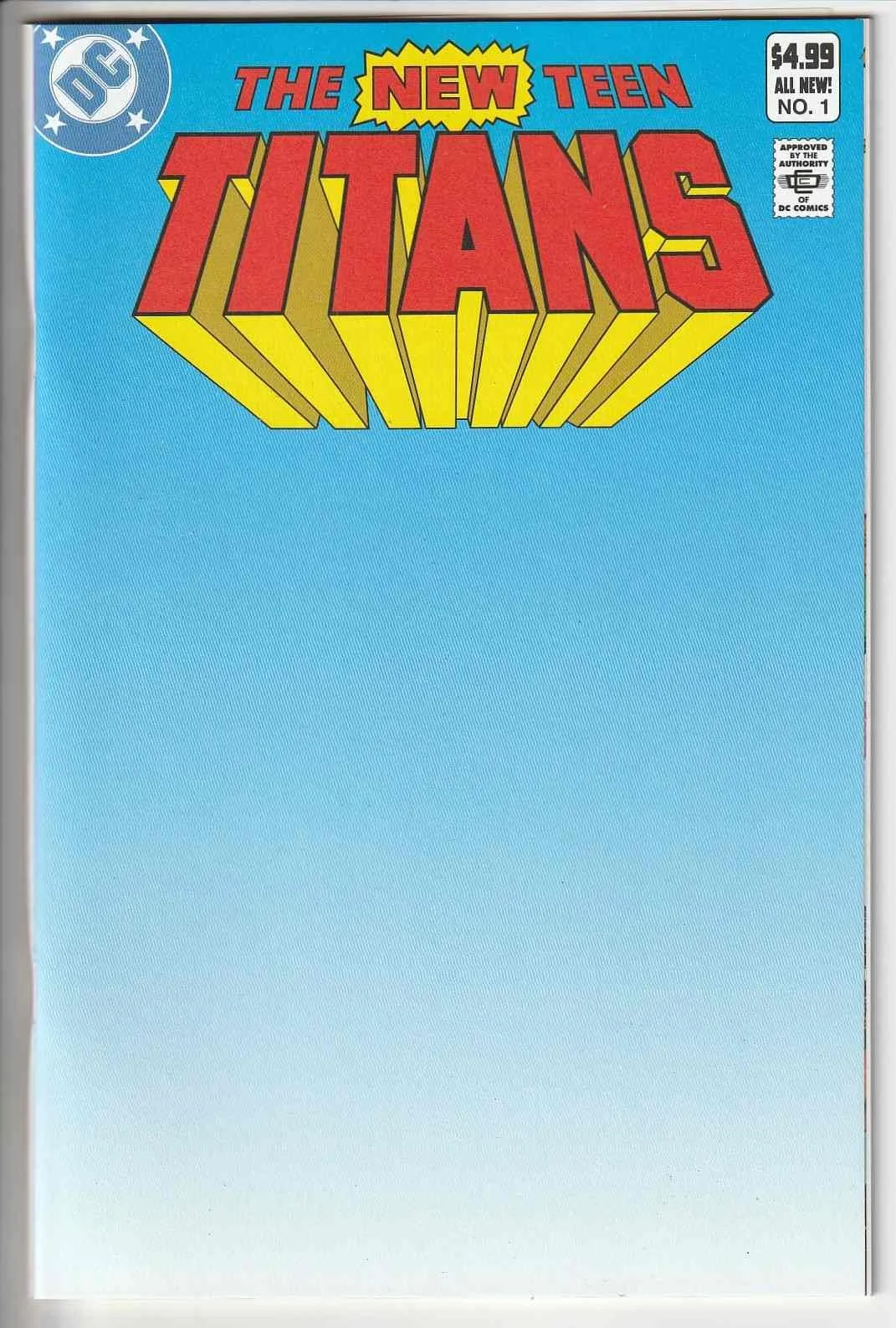 New Teen Titans #1 Facsimilie Blank Cover Variant