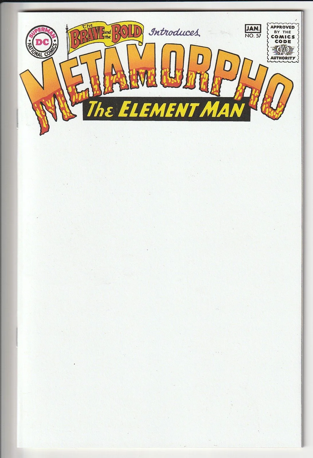 Brave and the Bold #57 Facsimilie Blank Cover Variant