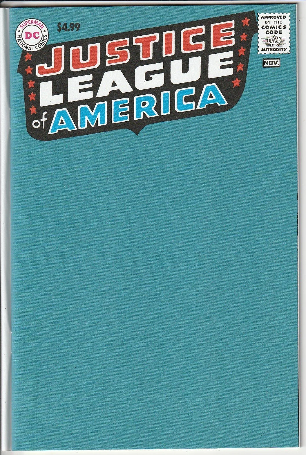 Justice League of America Series 1 #1 Facsimilie Blank Cover Variant