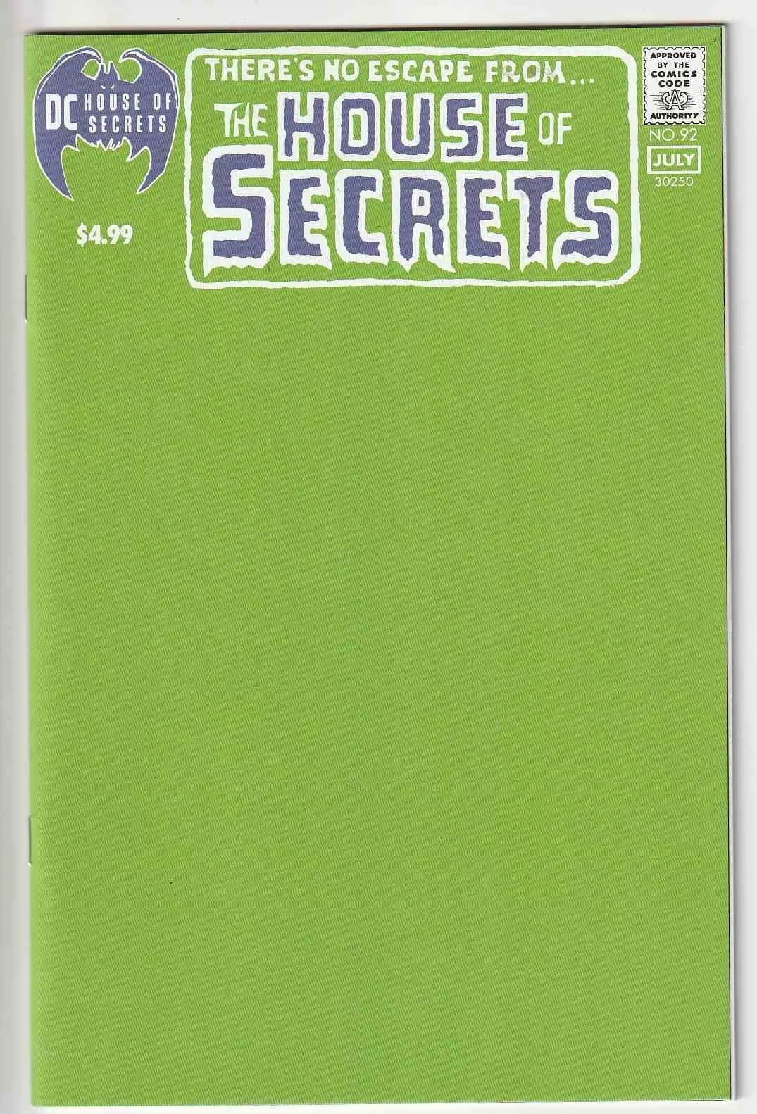House Of Secrets #92 Facsimilie Blank Cover Variant