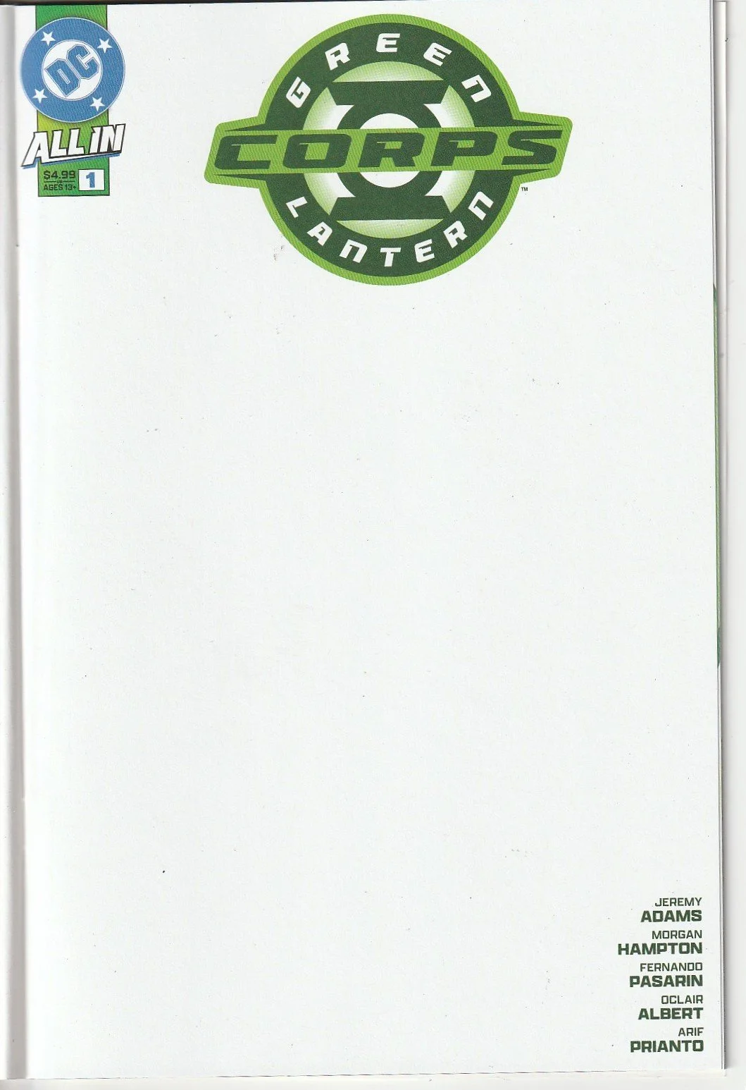 Green Lantern Corps Series 3 #1 Blank Cover Variant