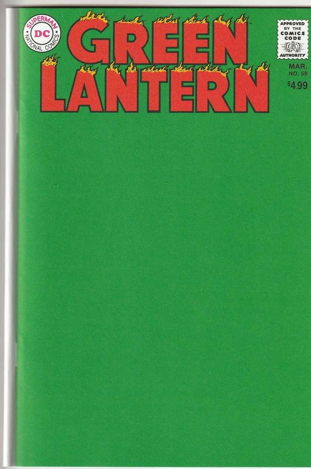 Green Lantern #59 Facsimilie Blank Cover Variant