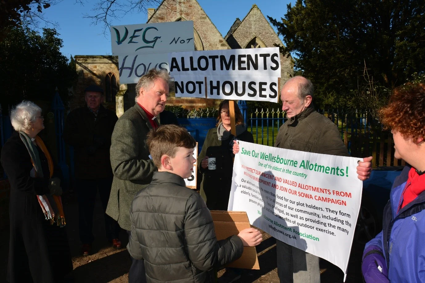 Our peaceful protest outside St Peter’s Church when we met Bishop John of Warwick to put our concerns - Feb 2018