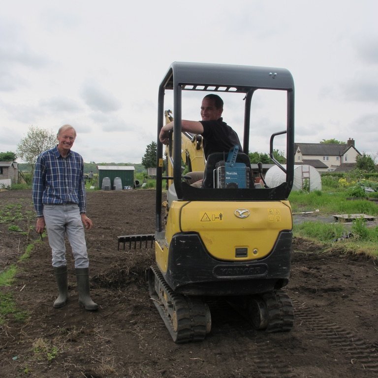 OSCARS - Chris &amp; His Digger Levels The Ground For The New Dementia-Friendly Plot - May 2018 